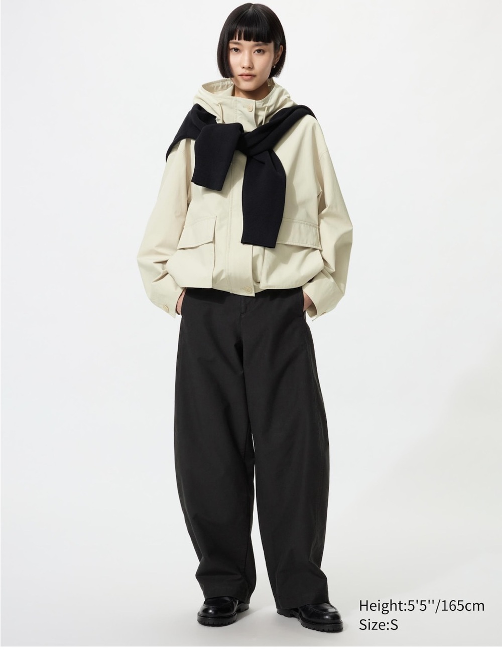 Uniqlo jersey barrel pants in black - XXS